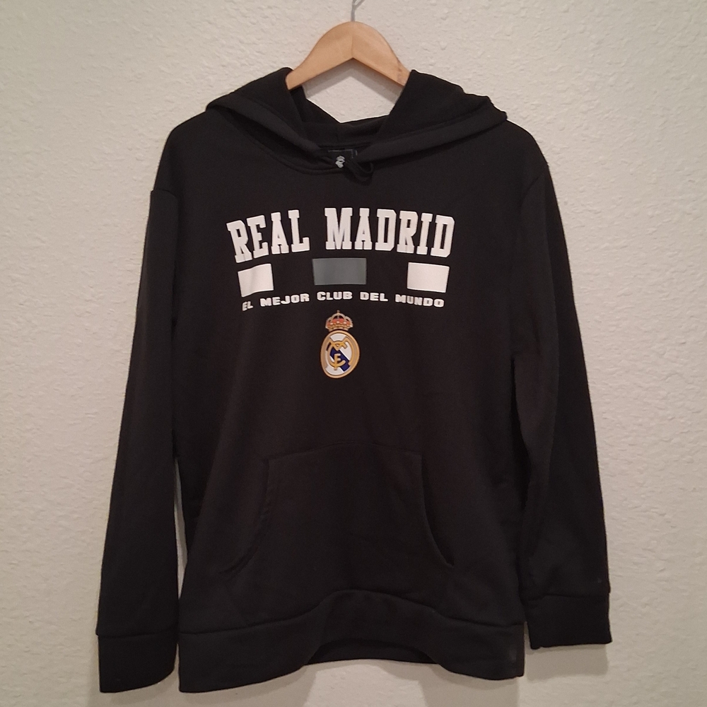 Real Madrid Football Club Hoodie with Pockets : Size Medium : Black